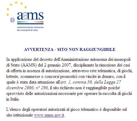 Il blocco AAMS